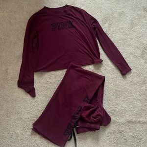 Cropped long sleeve tee, and sweatpants set